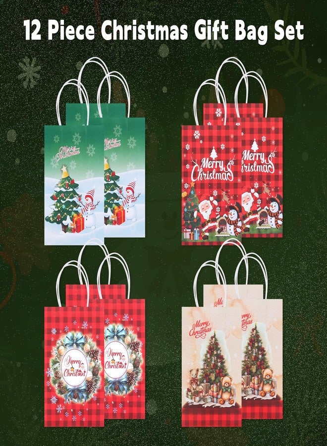 HCFGS 12Pcs Christmas Gift Bags,Small Christmas Gift Bags with Handles,Xmas Treat Paper Bags for Kids Adults Party Supplies - Image 3